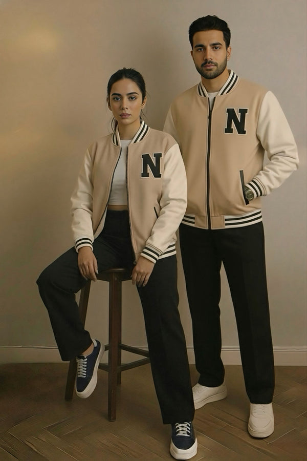 Premium Varsity Jacket - Beige