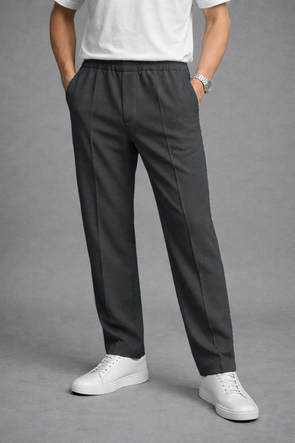 Imported Textured Straight Fit Trousers – Charcoal