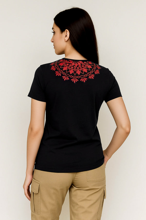 Daastan Mandala Back Regular Fit T-Shirt - Black