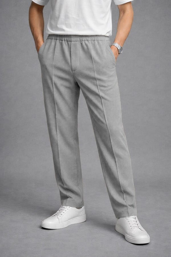 Imported Textured Straight Fit Trousers – Grey