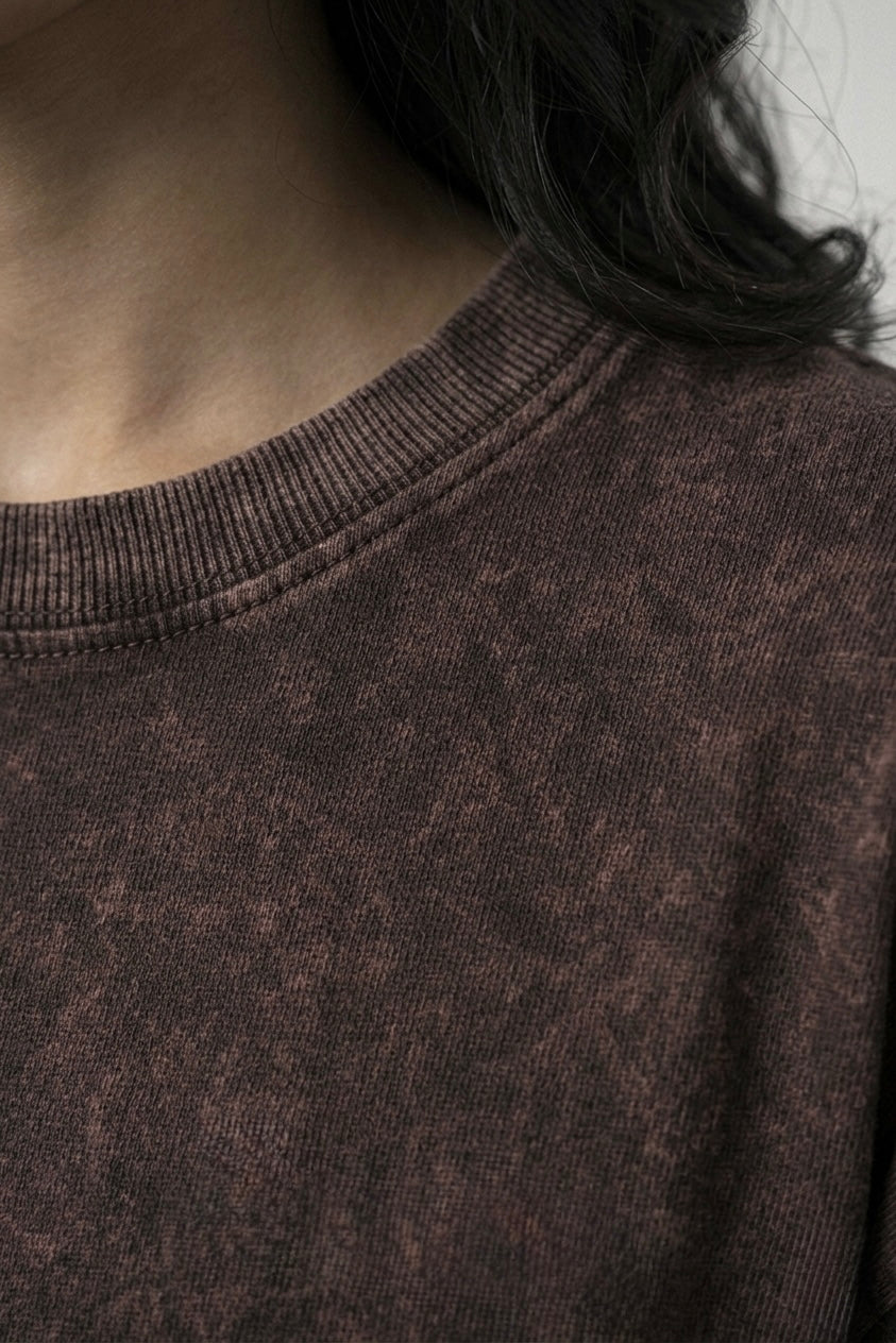Unisex Acid Wash Oversized T-Shirt - Ash Brown