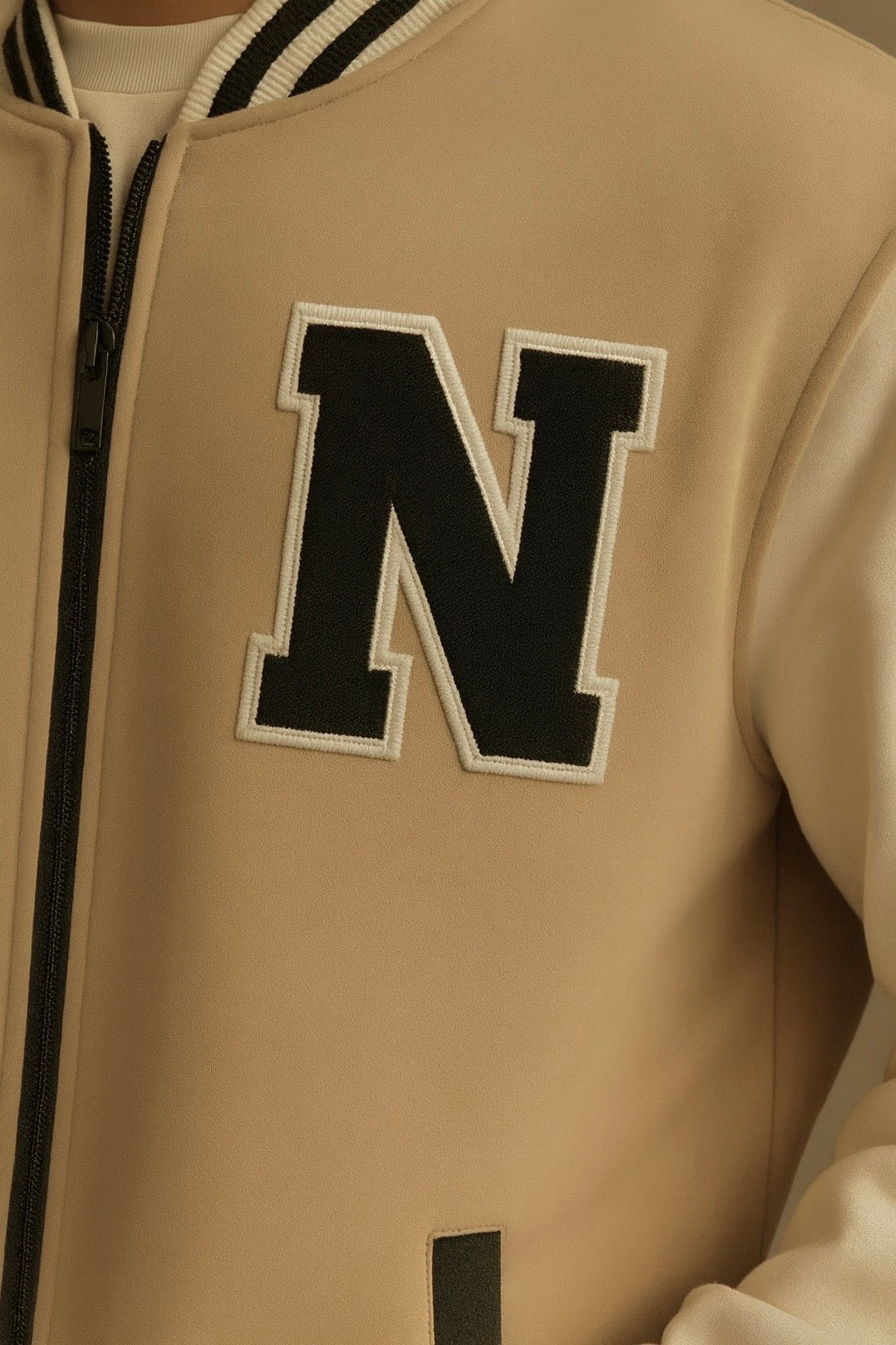 Premium Varsity Jacket - Beige