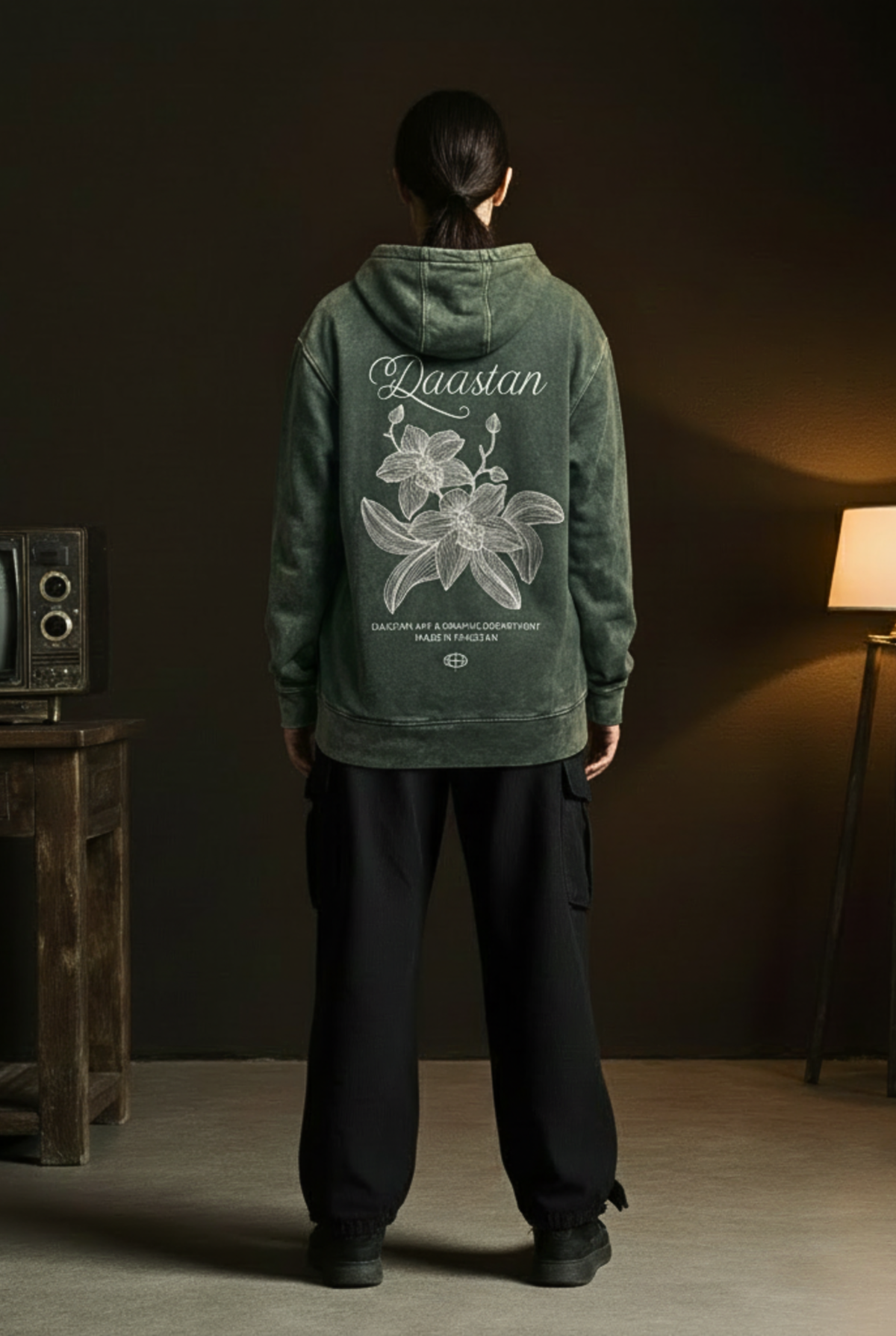 Premium Acid Wash Hoodie – Olive
