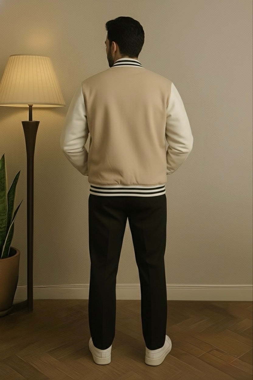 Premium Varsity Jacket - Beige