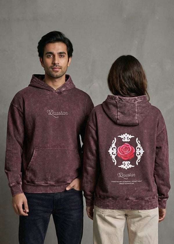 Premium Acid Wash Hoodie – Maroon
