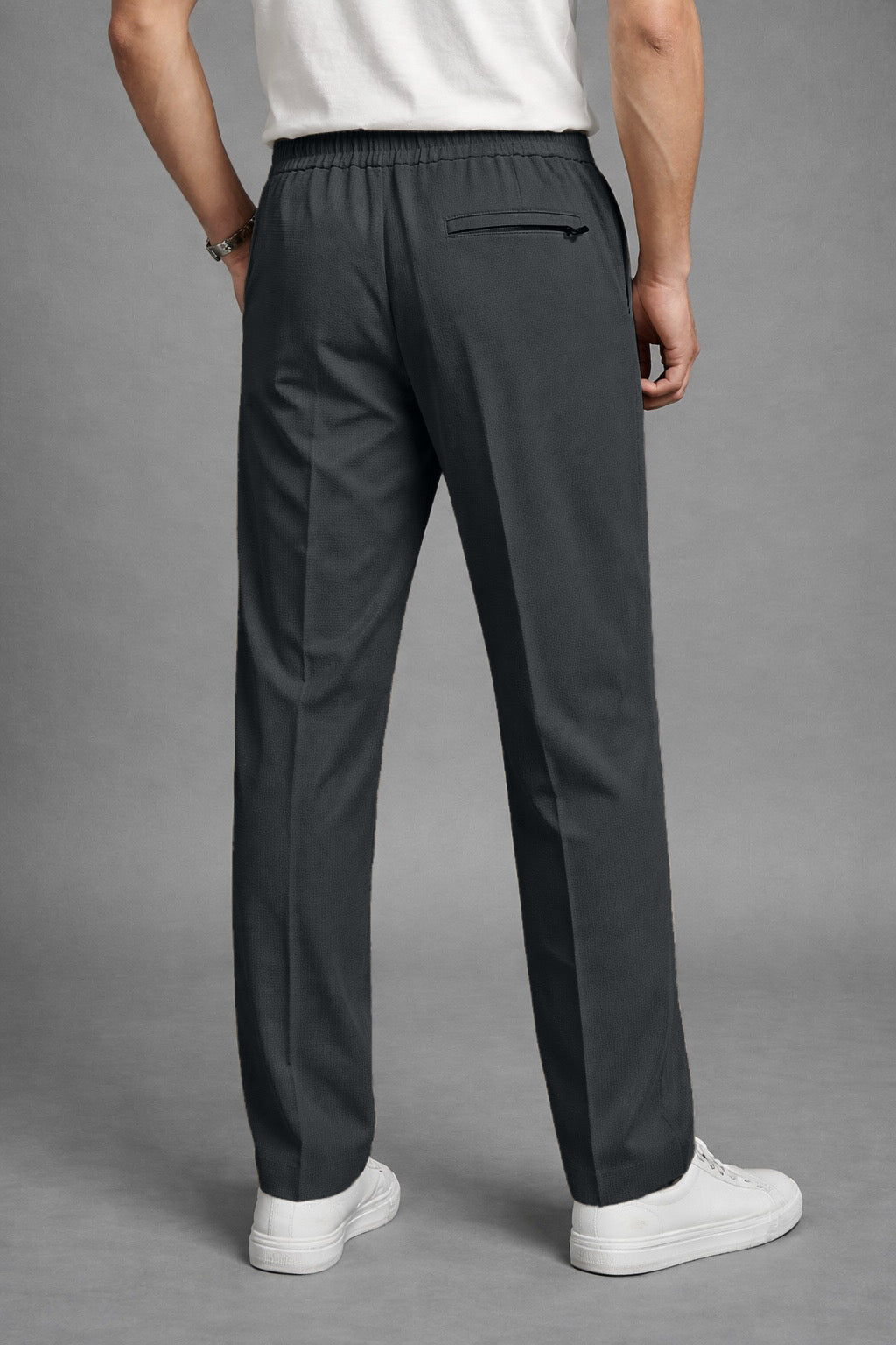 Imported Textured Straight Fit Trousers – Charcoal