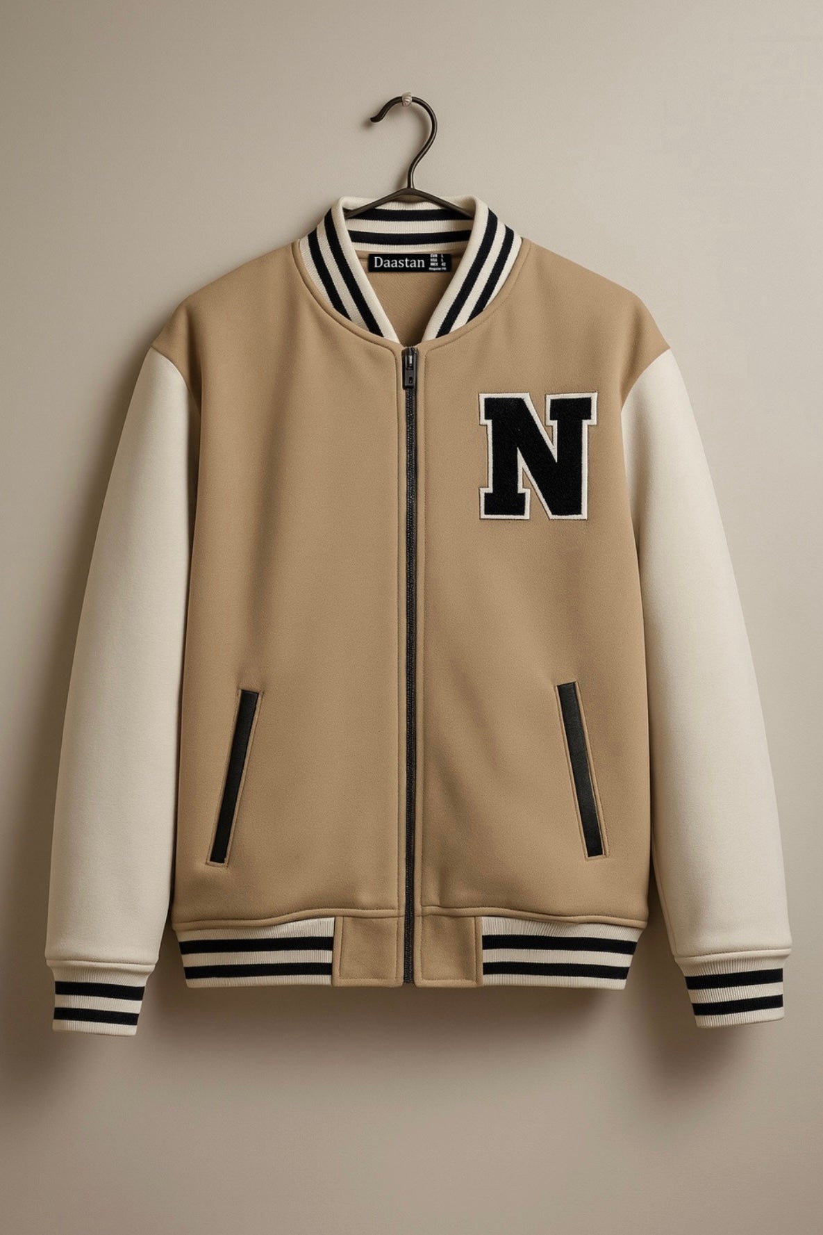 Premium Varsity Jacket - Beige