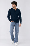 Men's Full Sleeve Henley Shirt - Navy