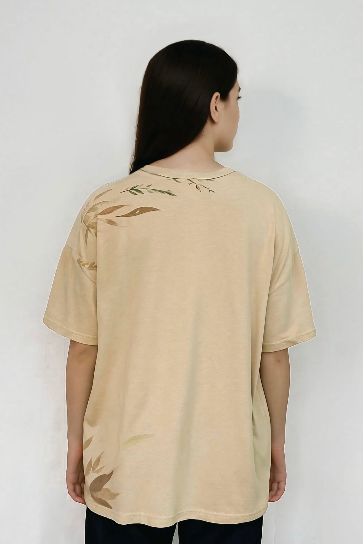 Unisex Leaf Edition Oversized T-Shirt - Beige