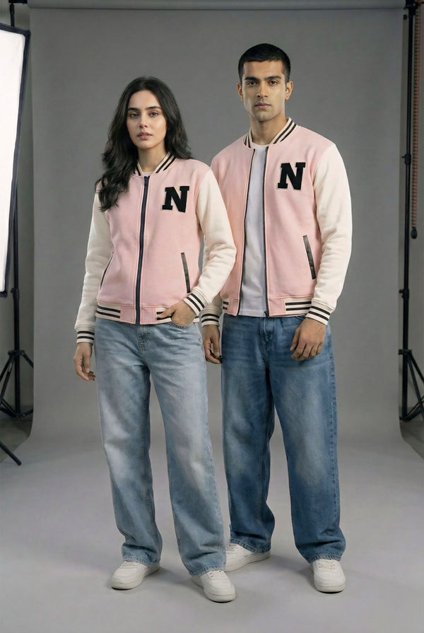 Premium Varsity Jacket - Soft Pink