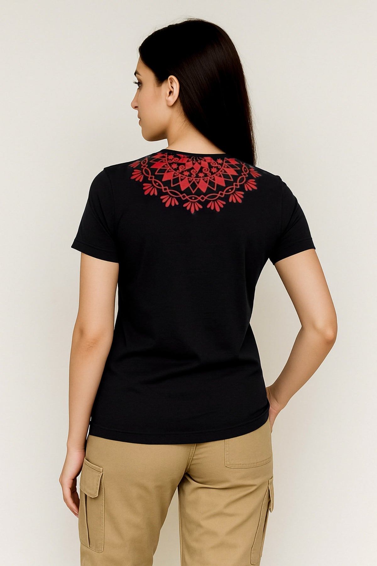 Daastan Mandala Back  Regular Fit T-Shirt - Black