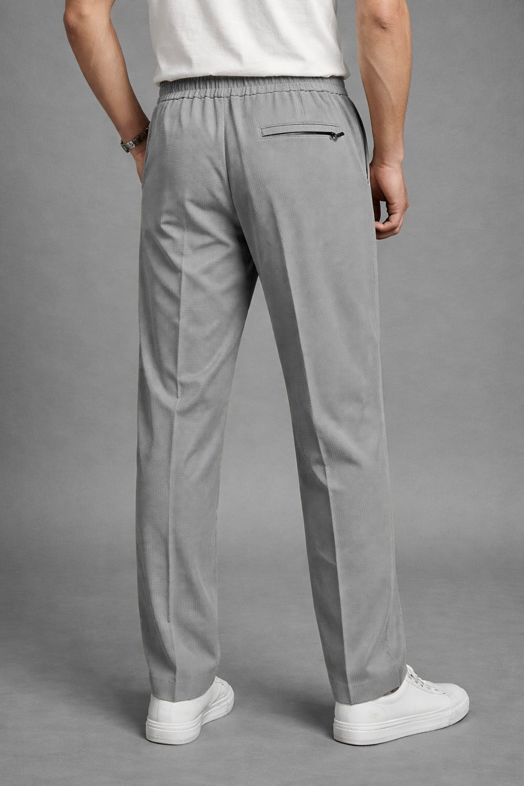 Imported Textured Straight Fit Trousers – Grey