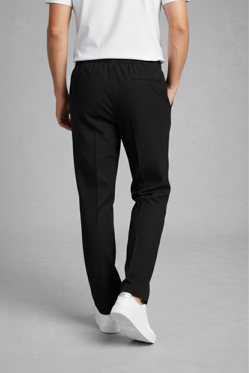 Imported Textured Straight Fit Trousers – Black
