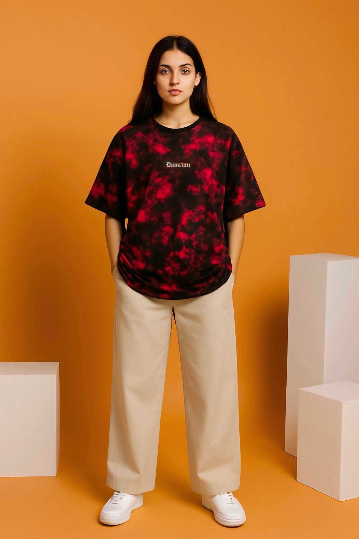 Unisex Tie and Dye Oversized T-Shirt - Red