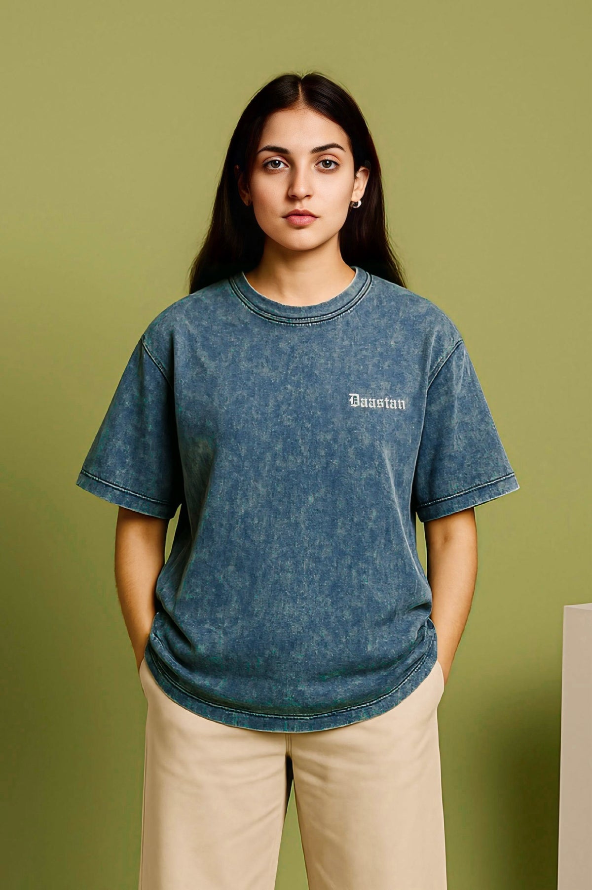 Unisex Acid Wash Oversized T-Shirt - Blue