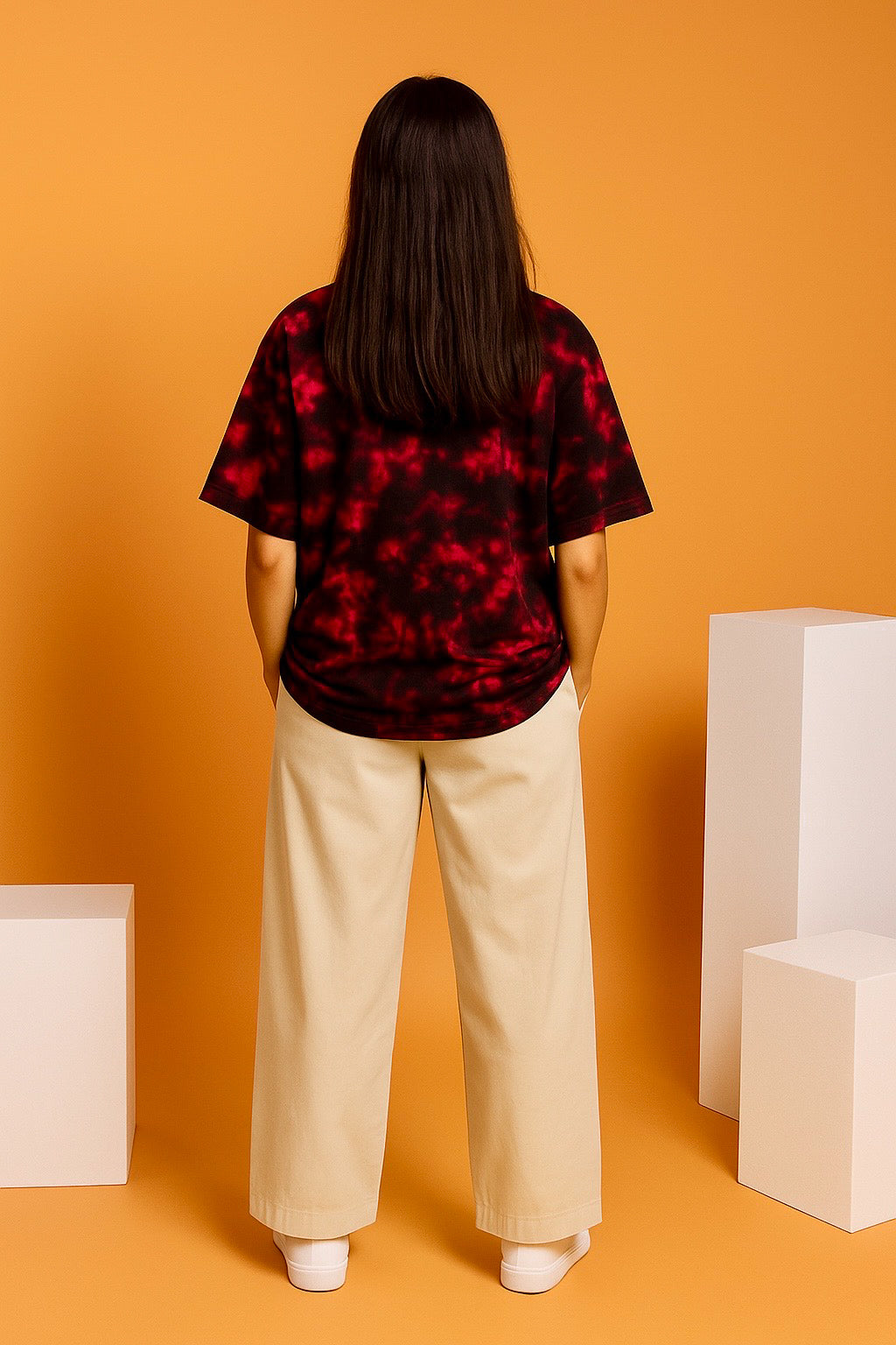 Unisex Tie and Dye Oversized T-Shirt - Red